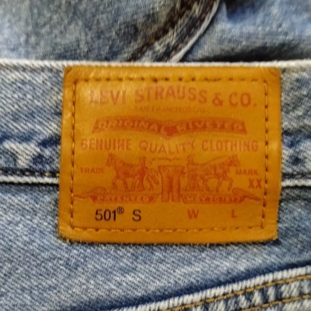 Levi's 501s Distressed Skinny Jeans Button Fly Sz 27x28 - Picture 10 of 12